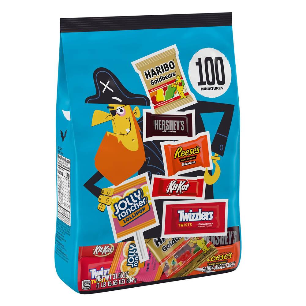 Hershey Assorted Flavored Miniatures, Candy Variety Bag, 100 Ct, 31.55 Oz