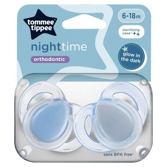 Tommee Tippee Night Time Orthodontic Soothers 6-18m (2ct)