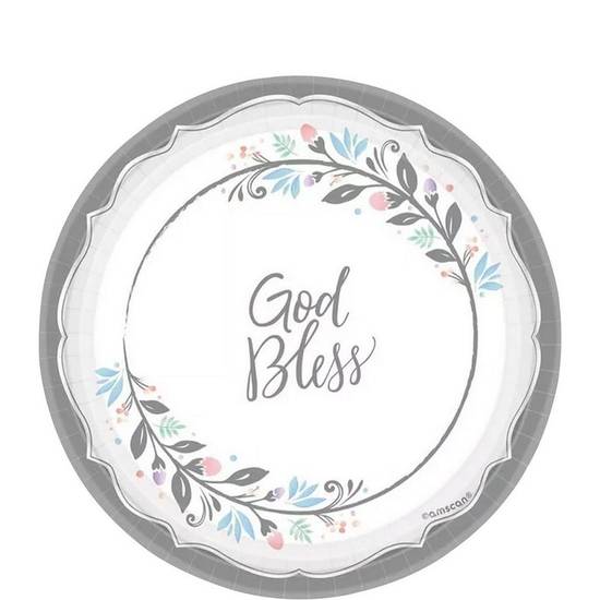 God Bless Holy Day Paper Dessert Plates, 7in, 18ct