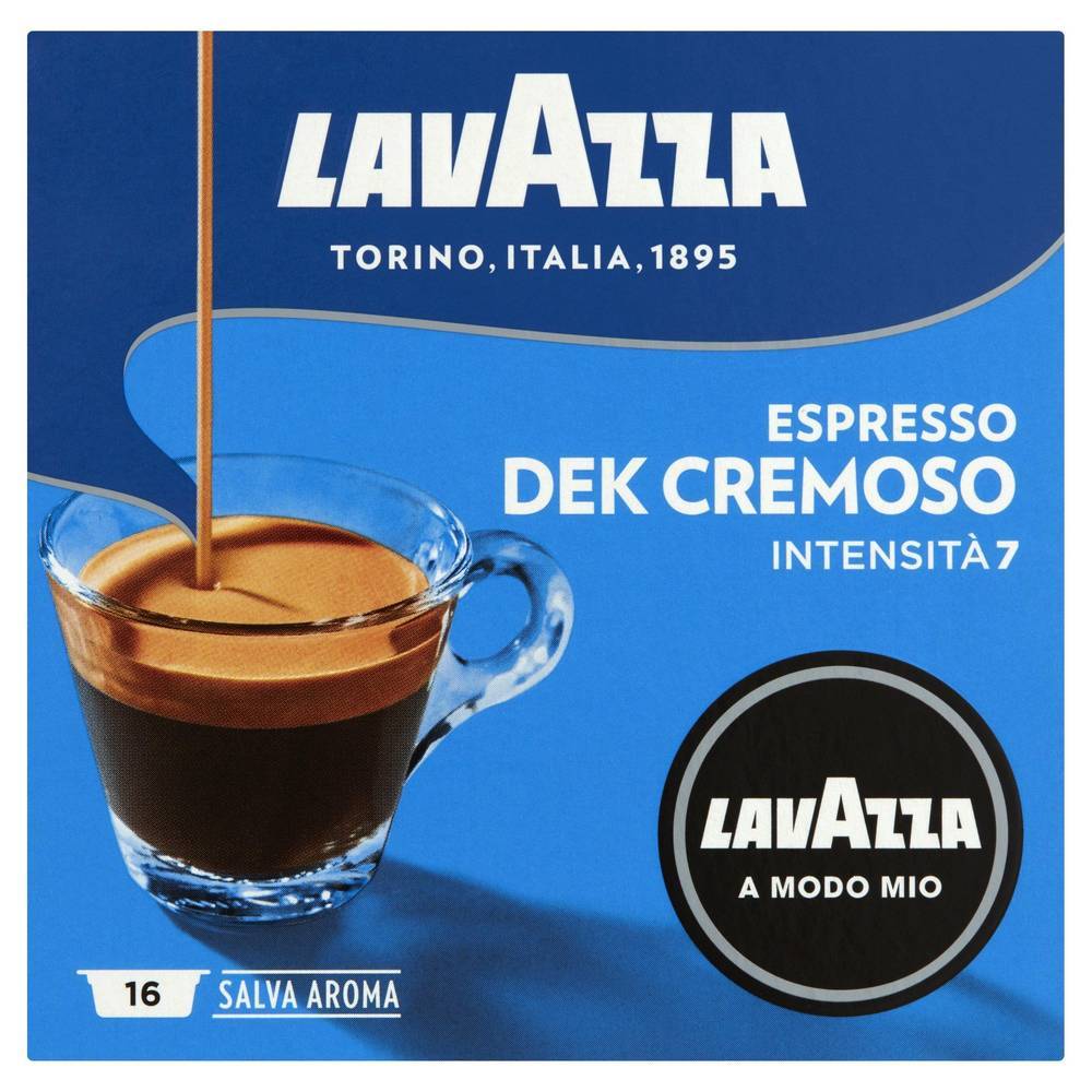 Lavazza A Modo Mio Compostable Dek Cremoso Coffee Capsules 16 Per Pack