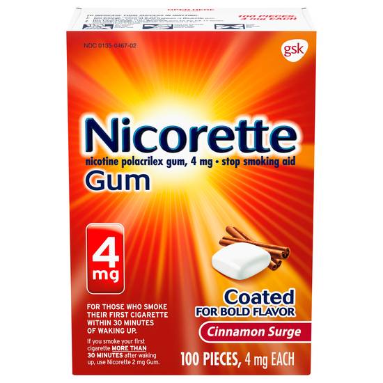 Nicorette Gum 4 mg Stop Smoking Aid (100 ct)