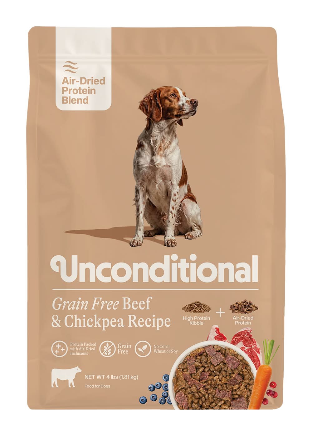 Unconditional Protein Blend Adult Dry Dog Food - Beef (Flavor: Beef, Size: 4 Lb)