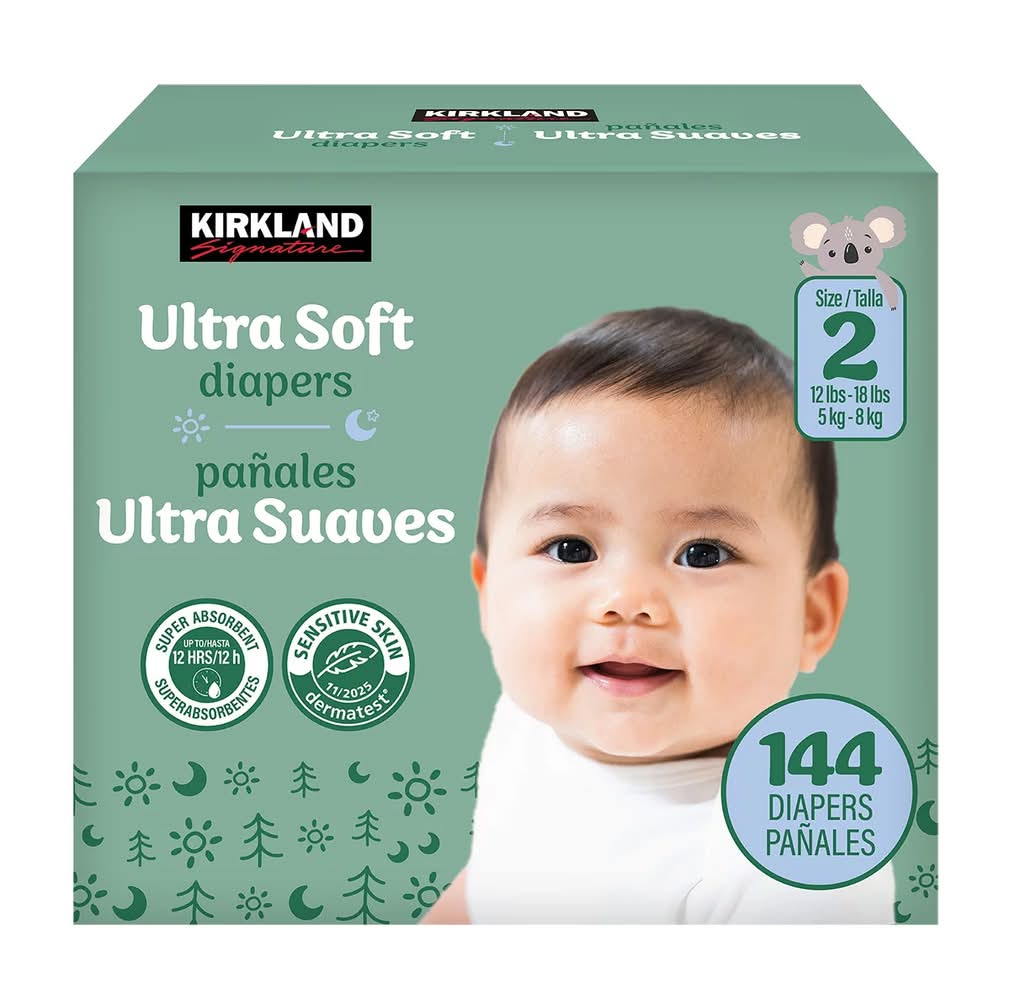 Kirkland Signature · Pañales ultra suaves, unisex, Etapa 2 (144 un)