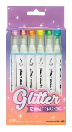 Glitter Dual Tip Markers 12-count