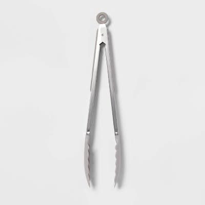 Room Essentials Stainless Steel Kitchen Tongs, Grey