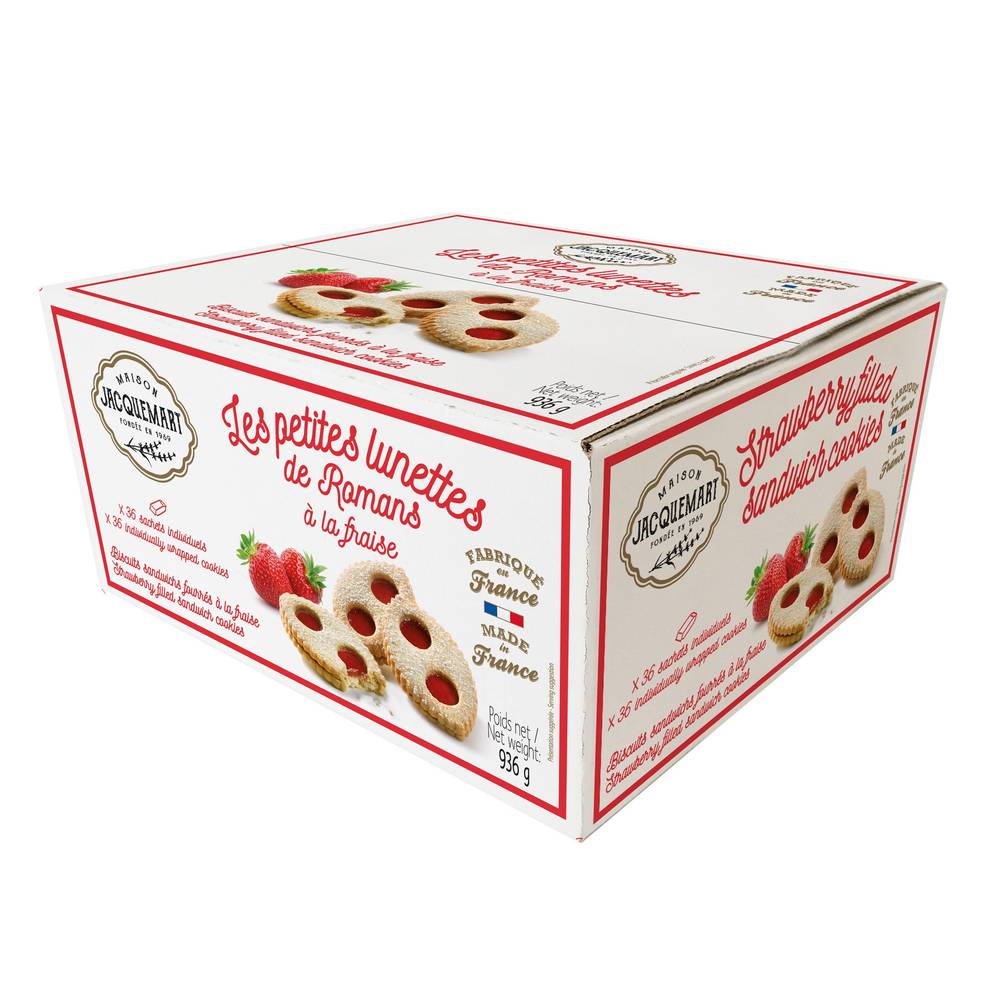 Maison Jacquemart Strawberry Filled Sandwich Cookies, 36 × 26 G