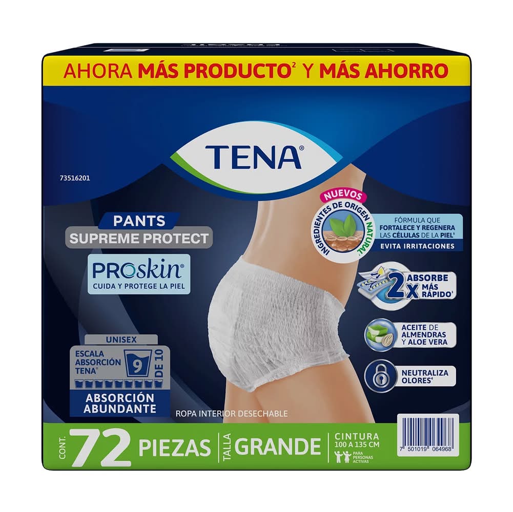 Tena · Supreme proskin protect ropa interior desechable, Grande (72 un)