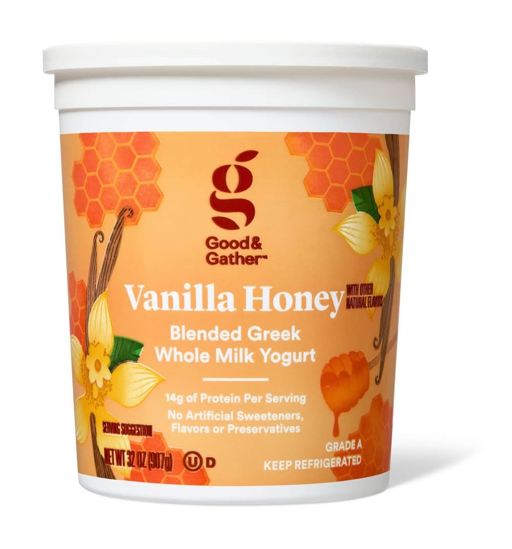 Good & Gather Blended Greek Whole Milk Yogurt, Vanilla Honey (32 oz)