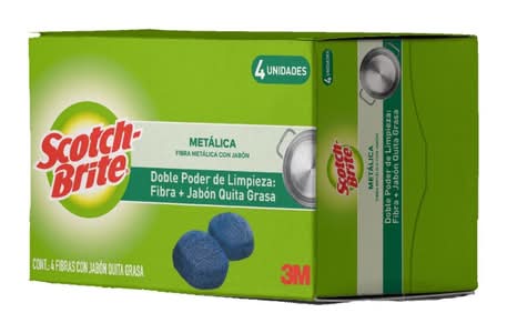 Scotch-Brite · Fibras metálicas con jabón quita grasa (4 un)