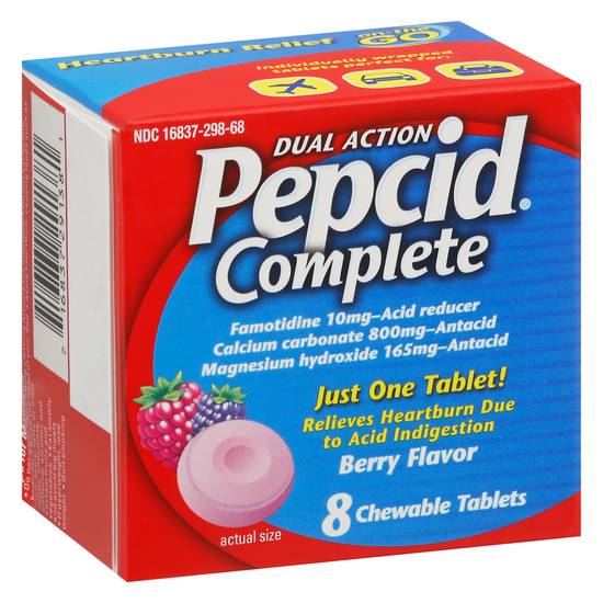 Pepcid Dual Action Complete Berry Flavor Chewable Antacid Tablets (8 ct )