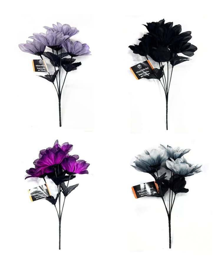 Seasonal Collection Artificial Halloween Dahlia Bush, Assorted