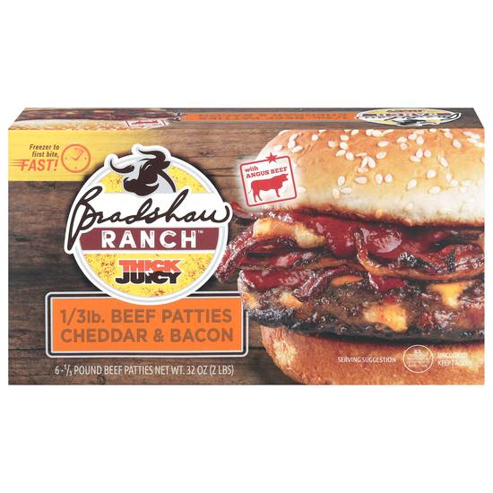 Bradshaw Ranch Thick N Juicy Cheddar & Bacon Beef Patties (6 ct)