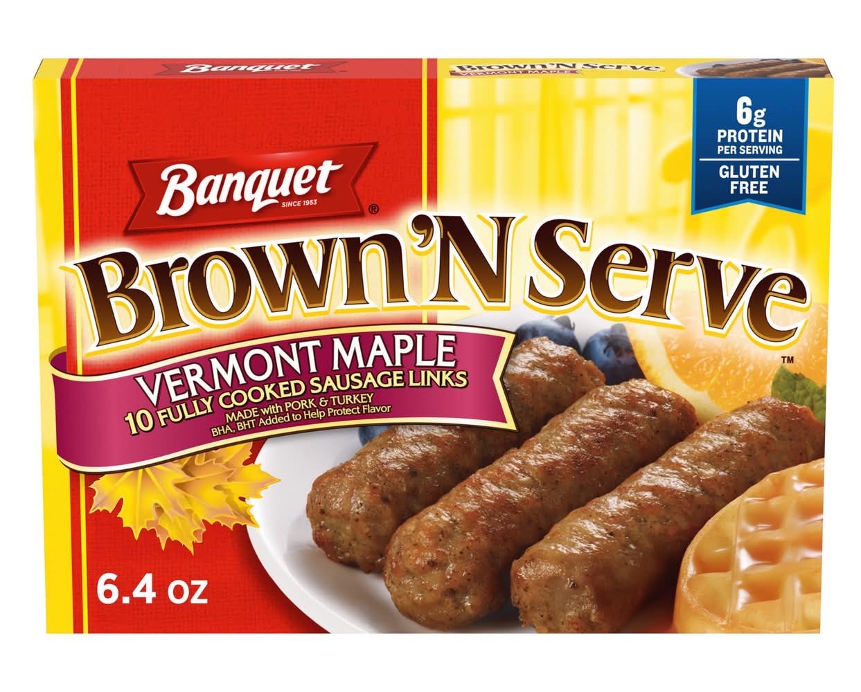 Banquet Brown ‘N Serve Fully Cooked Sausage Links, Vermont Maple (6.4 oz, 10 ct)
