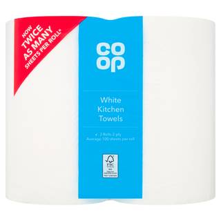 Co-op White Kitchen Towels 2 Rolls