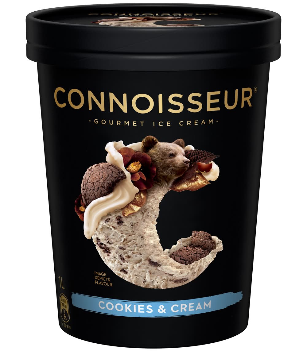 Connoisseur Gourmet Ice Cream, Cookies-Cream (1L)