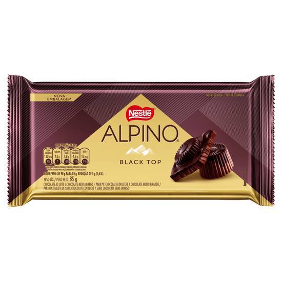 Chocolate ao leite e meio amargo alpino black top (85 g)