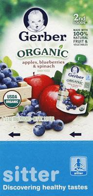 Gerber 2Nd Foods Organic Apple Blueberry Spinach Baby Food Pouch - 6-3.5 Oz