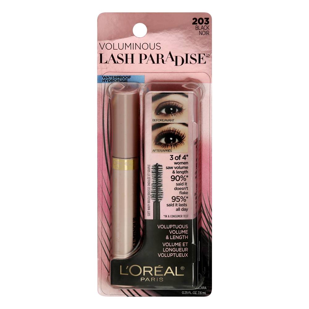 L'Oréal 203 Black Voluminous Lash Paradise Waterproof Mascara (0.25 fl oz)