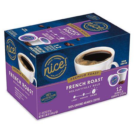 Nice! Delicious French Roast 100% Ground Arabica Single Serve Coffee Pods (5.08 oz)
