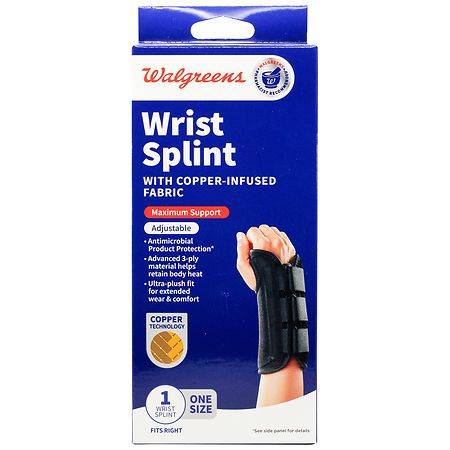 Walgreens Copper Wrist Splint Right, Black