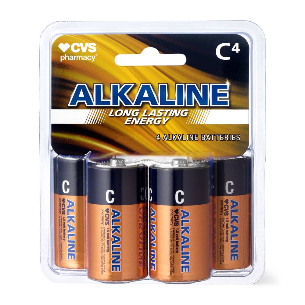 Cvs Alkaline Batteries C, 4Ct