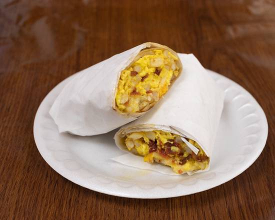 Bacon, Ham Burrito, Potato, Egg, and Cheese