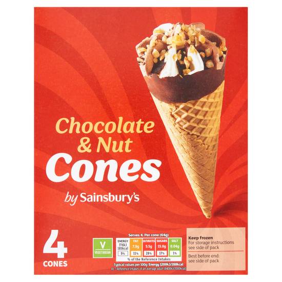 Sainsbury's Chocolate & Nut Cones 4x110ml