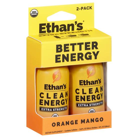 Ethan's Extra Strength Orange Mango Clean Energy Shot Bottles (4 fl oz)