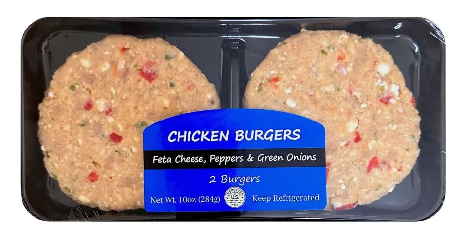 Innovative Solutions Feta Cheese Peppers & Green Onions Chicken Burger Patties
