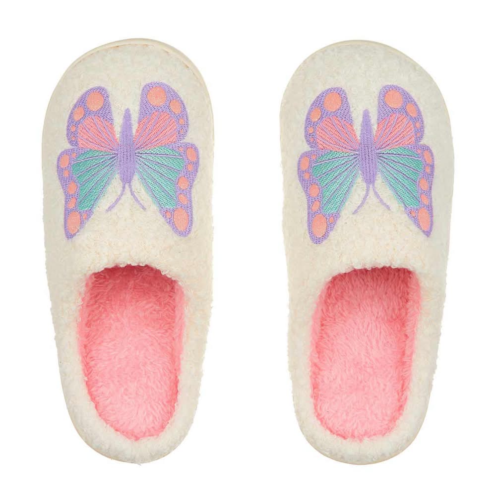 Mother's Day Butterfly Embroidered Plush Slippers