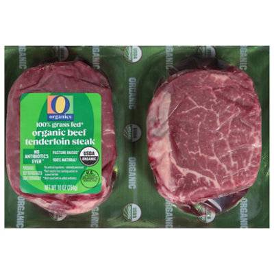 O Organics Beef Steak Tenderloin Grass Fed 10 Ounce - 10 Oz
