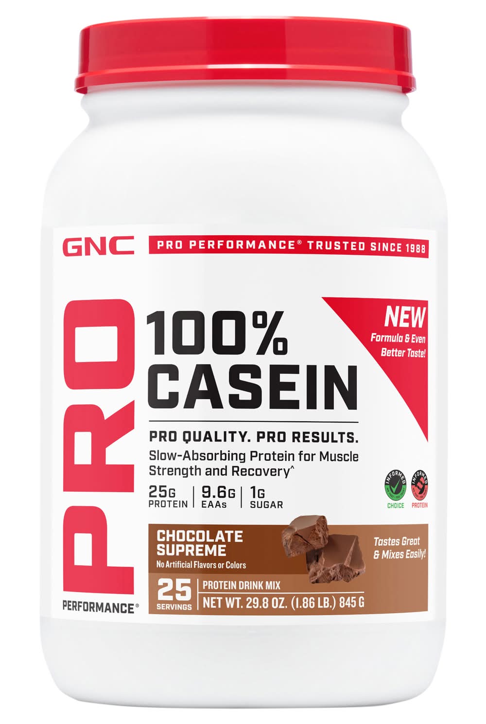 GNC Pro Performance Casein Protein Powder Drink Mix, Chocolate Supreme (29.8 oz)