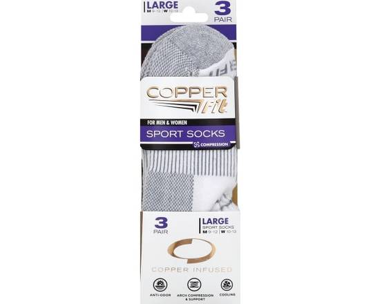 Copper Fit · Large White Ankle Length Sports Socks (3 pairs)
