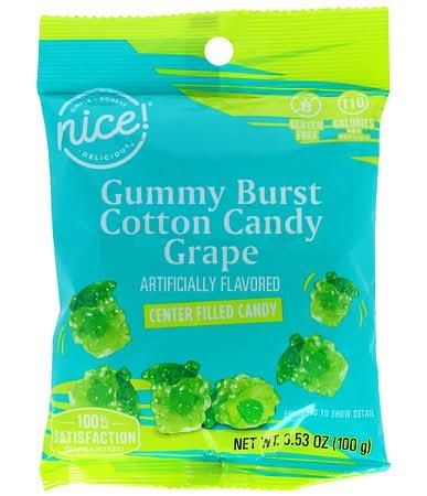 Nice! Gummy Burst Center Filled Cotton Candy, Grape (3.53 oz)