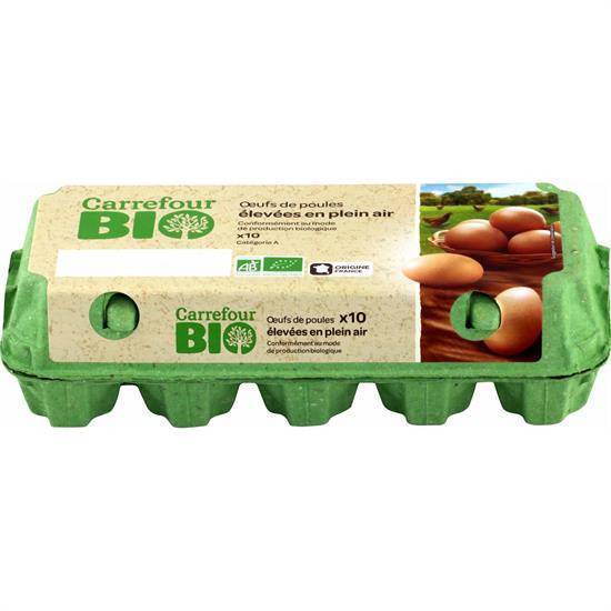 Carrefour Bio - Œufs frais poules plein air (10 pièces)
