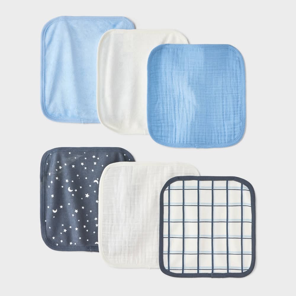 Cloud Island Baby Washcloth Set, Blue (6 ct)