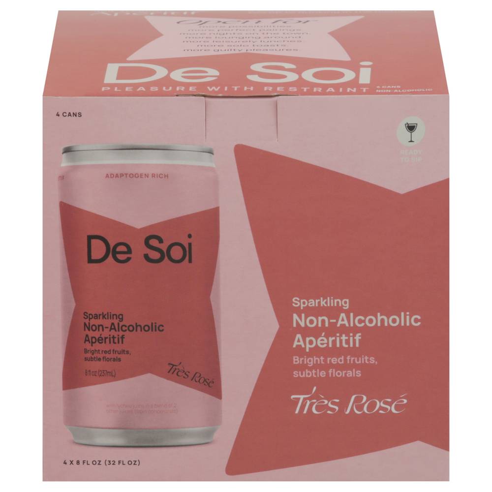 De Soi Non Alcoholic Apertif, Tres Rose (4 x 8 fl oz)