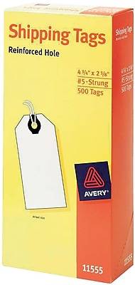 Avery Pre-Strung Shipping Tags, 4 3/4 x 2 3/8, White, 500 Pack (11555/44671)