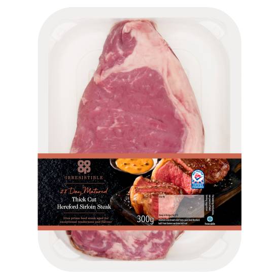 Co-Op Irresistible 28 Day Matured Thick Cut Hereford Sirloin Steak 300g