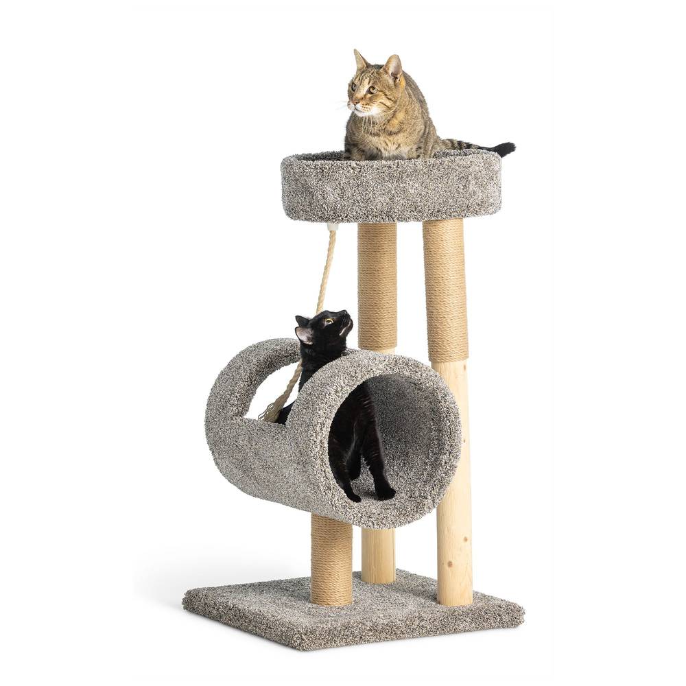 Whisker City® 37-in Faux Fur Cylinder Posh Pad Cat Tree (COLOR VARIES) (Color: Grey)