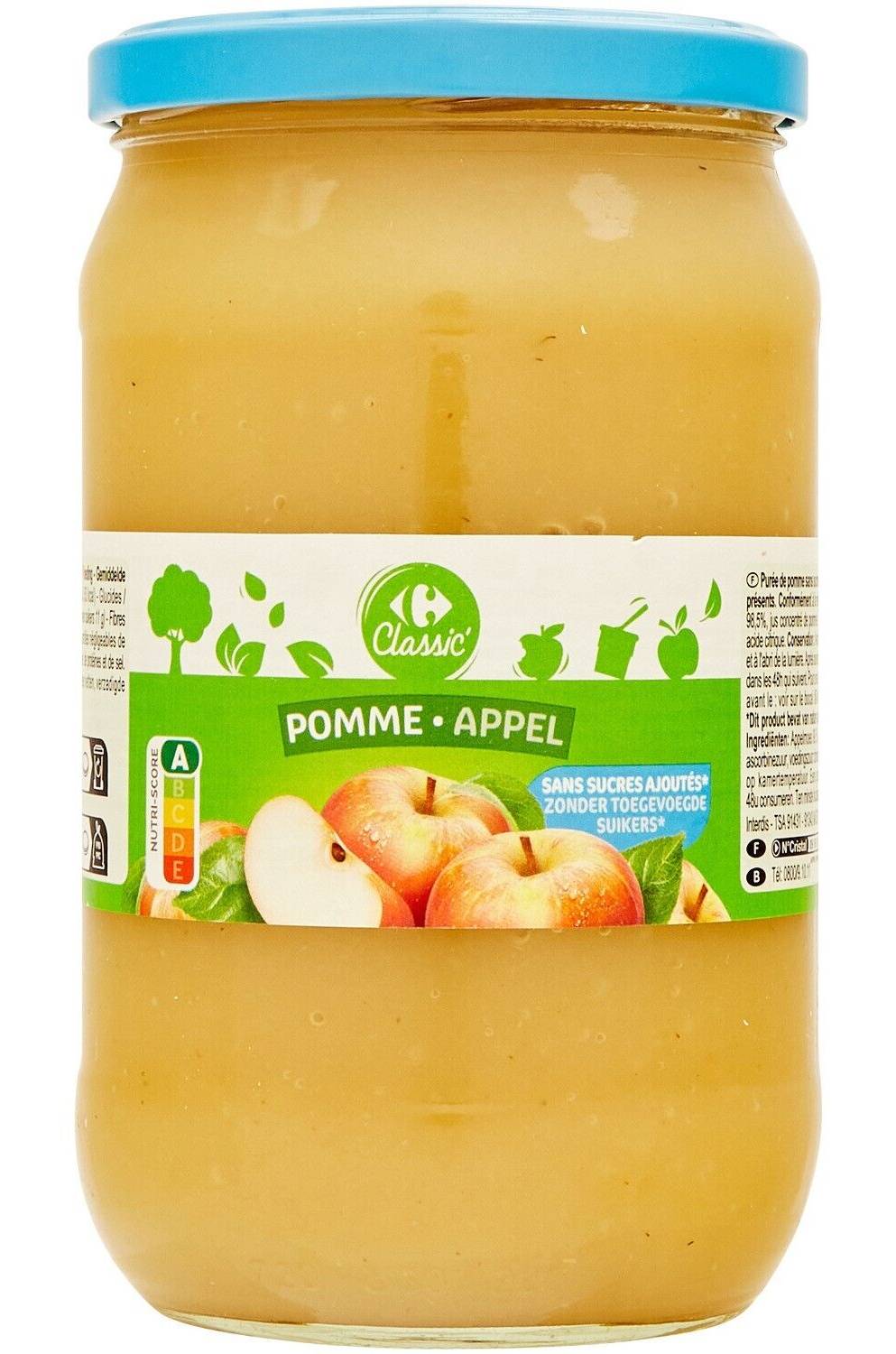 Carrefour Classic' - Compote de pommes sans sucres ajoutés (710g)