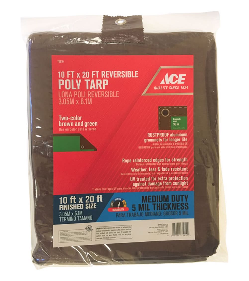 ACE 10 Ft. W X 20 Ft. L Medium Duty Polyethylene Tarp Brown/Green