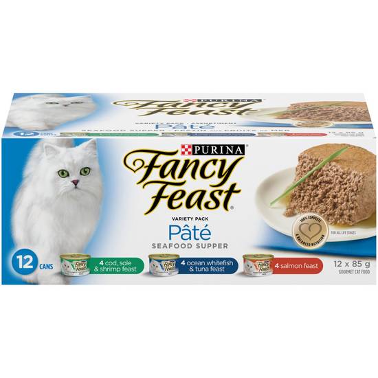 Fancy Feast Pate Seafood Supper Cat Food Variety pack (12 x 85 g)