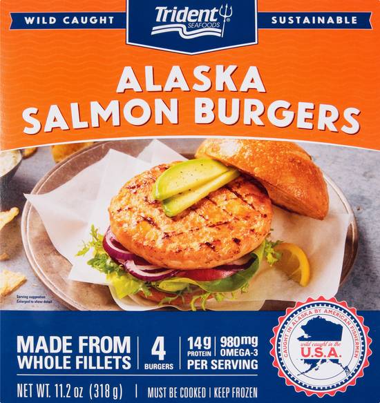 Trident Seafoods Trident Wild Caught Alaska Salmon Burgers - Frozen -  6pk/19.2oz 6 ct; 19.2 oz