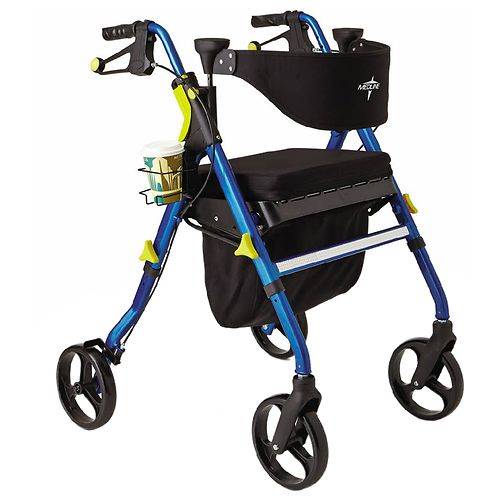 Medline Premium Empower Rollator, 8" Wheels, Blue - 1.0 ea