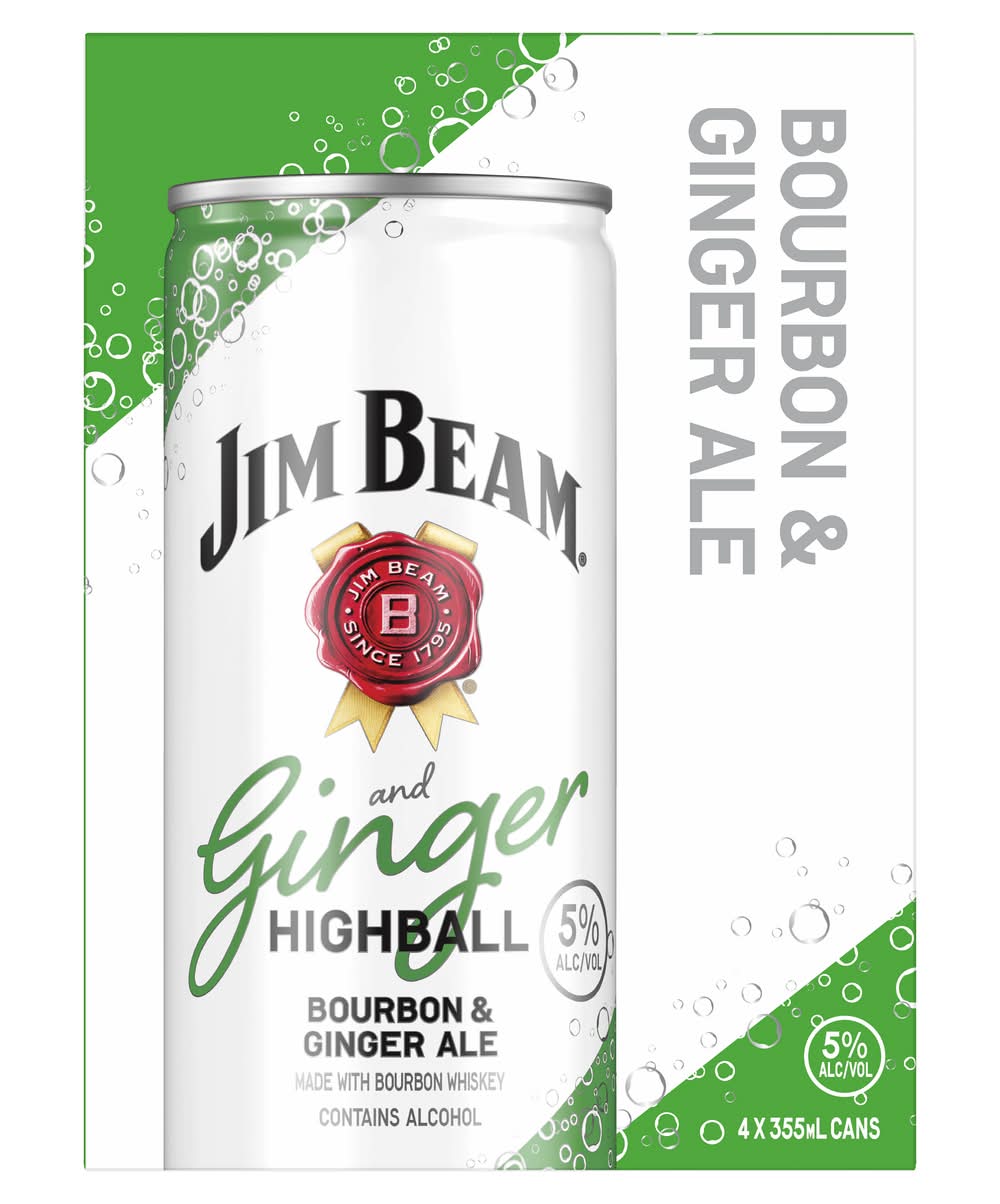 Jim Beam Highball Bourbon & Ale Ginger Whisky (355 ml)