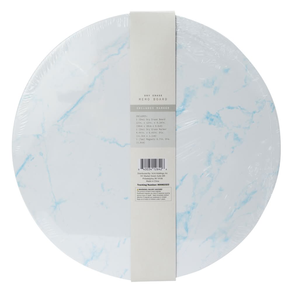 Round Marble Dry Erase Board 12in x 12in Blue