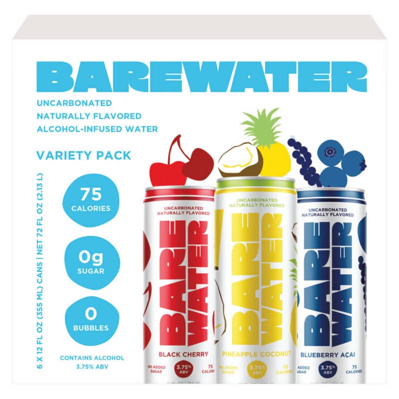 Bare Water Alcohol-Infused Water Variety Pack - 6 Pack, 12 fl oz Cans