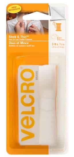 Velcro Brand Sleek and Thin For Fabrics, 3ft X 3/4in Tape