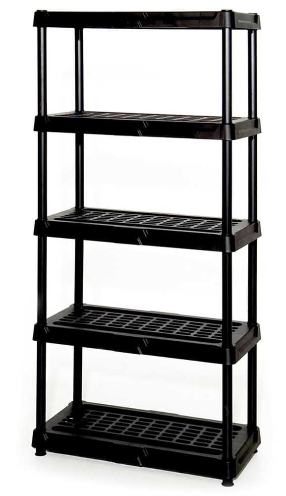 Project Source 36-in W x 18.0-in D x 72.0-in H 5 -Tier Heavy Duty Black Plastic Utility Shelving Unit